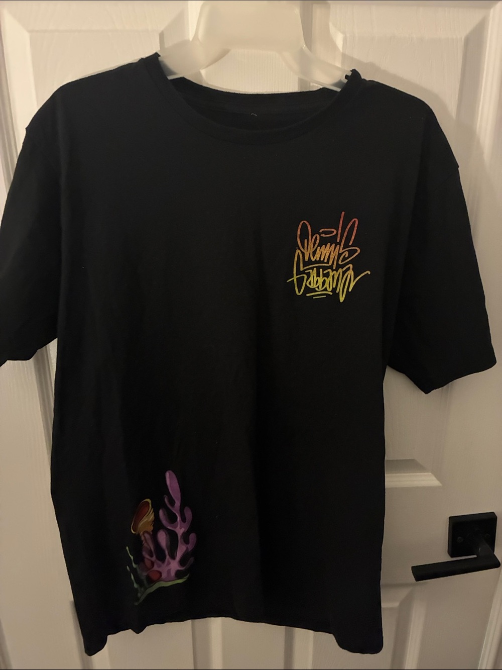 SpongeBob Squarepants Black Tee with Yellow & Purple Graphic